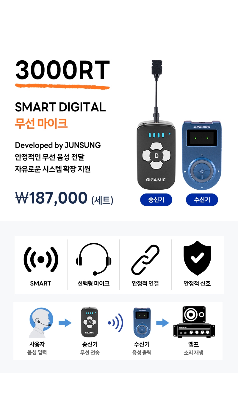 [준성테크] 기가엠 무선마이크 3000RT